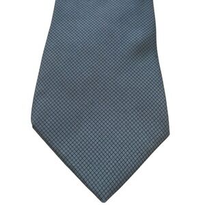 Tommy Hilfiger 100% Silk Tie Blue Micro Check Grid Pattern Classic Necktie